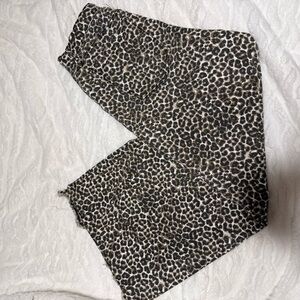 Stylish Leopard Print Wide Leg Jeans